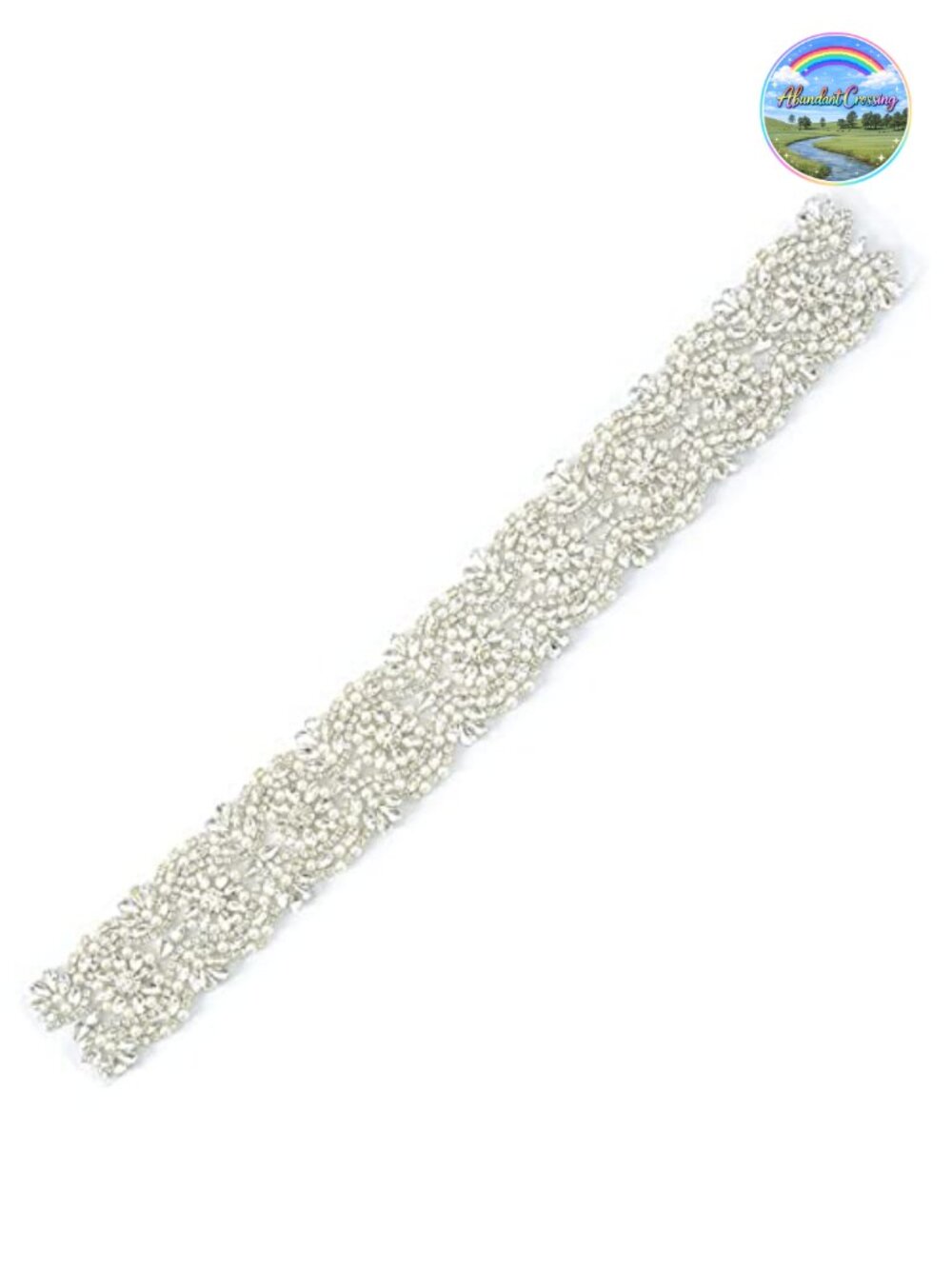 Wedding Dress Belt Sash Rhinestone Bead Pearl Trim Bridal Accessory